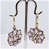 Image 4 : 142) GOLD PLATED SILVER AMETHYST EARRINGS