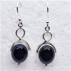 145) STERLING SILVER BLACK ONYX EARRINGS