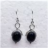 Image 3 : 145) STERLING SILVER BLACK ONYX EARRINGS