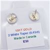 Image 4 : 148) 10K YELLOW GOLD WHITE TOPAZ EARRINGS