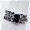 Image 3 : 149) LOT OF 3 SILVER GARNET & MARCASITE RINGS