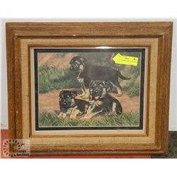 16" X 18" FRAMED SHEPARD PUPPIES PRINT