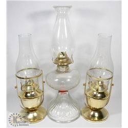 LOT OF 3 OIL LAMPS.