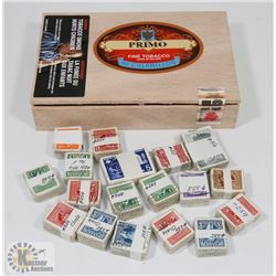 CIGAR BOX FILLED WITH 100 LOT VINTAGE CANADIAN