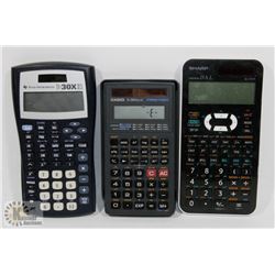 LOT OF 3 SOLAR/BATTERY SCIENTIFIC CALCULATOR