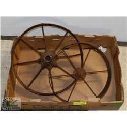 SET OF 2 ANTIQUE CART WHEELS