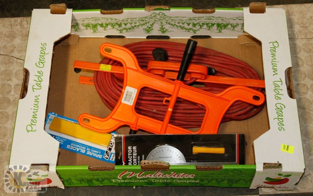FLAT WITH EXTENSION CORD, PROTRACTOR AND MORE