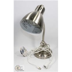 STAINLESS STEEL DESK LAMP W/A USB MINI LED LIGHT