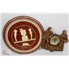 Image 1 : EGYPTIAN WOODEN WALL HANGING AND BAROMETER