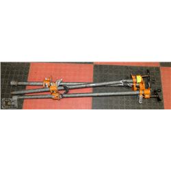 SET OF 3 ORANGE PIPE ADJUSTABLE CLAMPS.