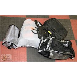 LOT OF ASSORTED BAGS INCL COORS BAG, DUFFLE BAGS,