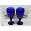 Image 1 : PAIR OF WINE GLASSES COBALT BLUE COLOR