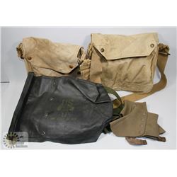 3 WWII GAS MASK BAGS