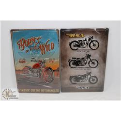 TWO MANCAVE METAL SIGNS .