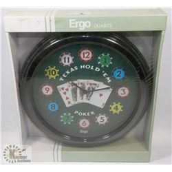 NEW ERGO QUARTZ TEXAS HOLD EM POKER CLOCK.