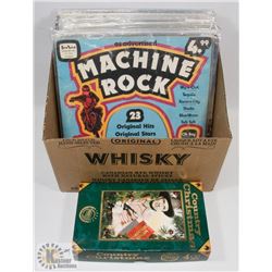 BOX OF RECORDS INCLUDING ELVIS, JERRY LEE LEWIS,