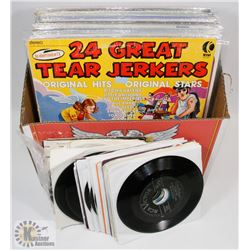 BOX OF RECORDS WITH 45'S INCLUDING SONNY AND CHER,