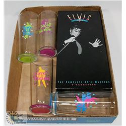 COLLECTORS ELVIS CASSETTE SET AND GLASSES