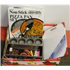 Image 1 : BOX OF BAKING PANS. PIZZA PAN, AND CUTTING BOARD
