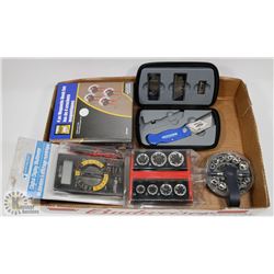 FLAT WITH ASSORTED SOCKETS, MULTIMETER AND MORE