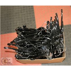 BOX OF RETAIL CLOTHING HANGERS.