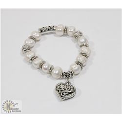 #50-FRESH WATER PEARL WITH HEART SHAPE BRACELET