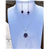 Image 1 : 14)  PURPLE CRYSTAL PENDANT ON 18" CHAIN