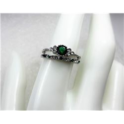 10)  GREEN SAPPHIRE 2PCE WEDDING SET WITH
