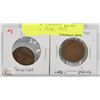 Image 1 : LOT OF 2 CANADA LARGE PENNIES 1913, 1920