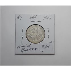 5)  USA 1912 SILVER QUARTER