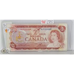 CANADA $2 BILLS 1974 POKER HAND SERIAL NUMBERS