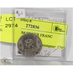 1867 BELGIUM SILVER FRANC