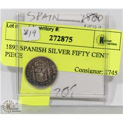 1892 SPANISH SILVER FIFTY CENT PIECE