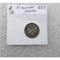 4)  VICTORIAN 1887 SILVER 3 PENCE COIN