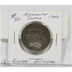 1944 DUTCH NETHERLAND SILVER GUILDOR