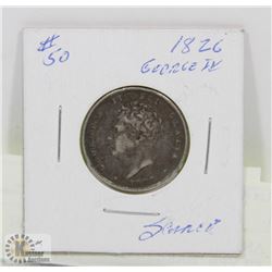 ANTIQUE 1826 GEORGE IV BRITISH SILVER "BARE HEAD"