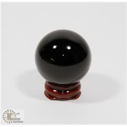 #137-NATURAL BLACK OBSIDIAN HEALING SPHERE BALL
