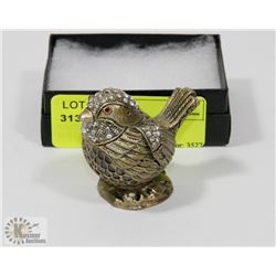 BRASS AND CRYSTAL BIRD JEWELRY BOX