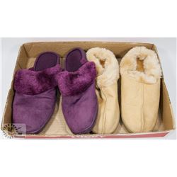 2 PAIR NEW LADIES SLIPPERS - 1 HAS MASSAGERS