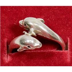 .925 SILVER DOLPHIN RING SIZE 6