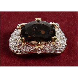 .925 STAMPED SILVER RING WITH SEMI PRECIOUS STONE