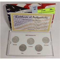 2002 PLATINUM US STATE QUARTER SET.