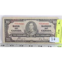 1937 CANADIAN $10.00 BILL.