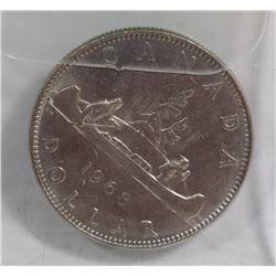1968 CANADIAN CANOE ONE DOLLAR COIN.