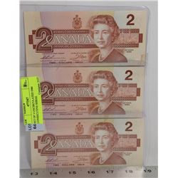 SET OF 3 UNCIRCULATED 1986 CONSECUTIVE SERIAL