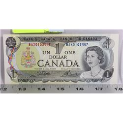 CHOICE UNC 1973 BAX REPLACEMENT CANADIAN $1 BILL