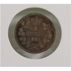 1881H QUEEN VICTORIA CANADIAN 5 CENT COIN