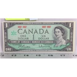 GEM UNC 1967 NO S/N CENTENNIAL CANADIAN $1 BILL