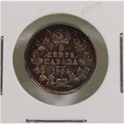 1904 EDVII CANADIAN 5 CENT COIN