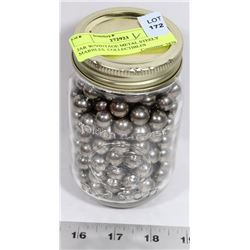 JAR W/VINTAGE METAL STEELY MARBLES. COLLECTIBLES